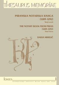 Cover for Piranska notarska knjiga (Zvezek 3) / The Notary Book from Piran (Vol. 3). Fragmenti (1289–1292) / Fragments (1289–1292)